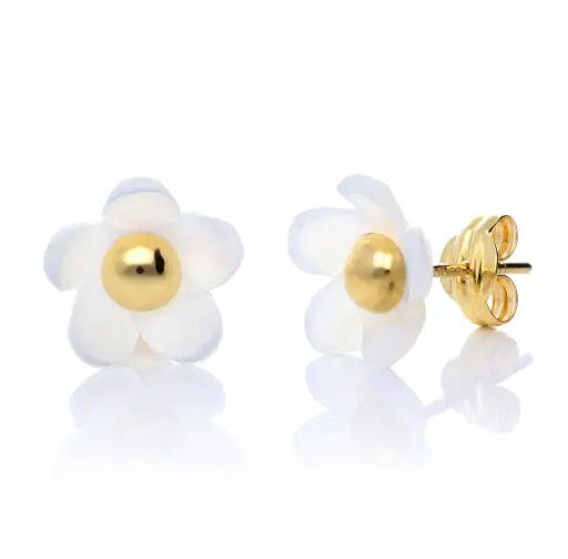 [8590] Pendientes Presión Flor Nácar