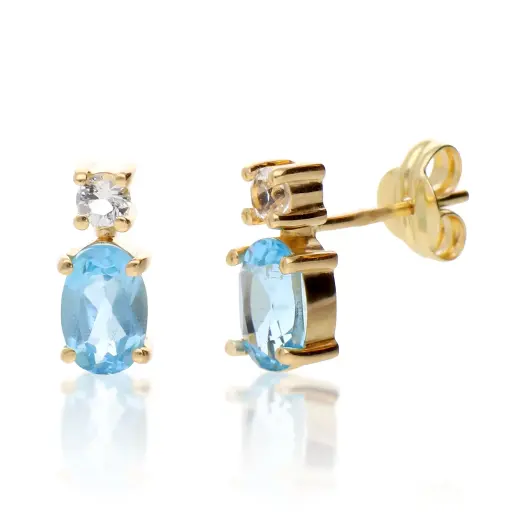 [8594] Pendientes Presión Oval Color con Circonita