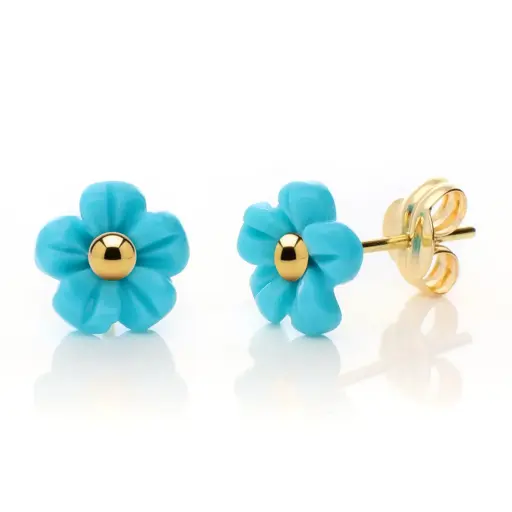 [8587] Pendientes Presión Flor Turquesa