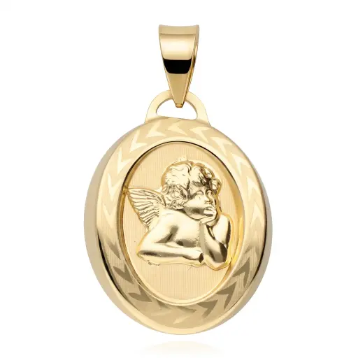 [6527] Medalla Angelote Oval con Talla