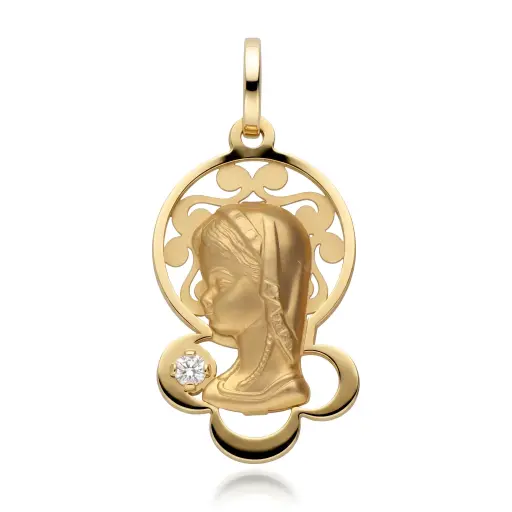 [6370] Medalla Virgen Niña Circonita 
