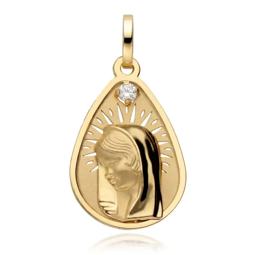 [6368] Medalla Virgen Niña Lágrima Circonita