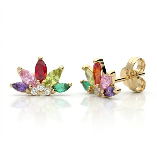 [8377 Color] Pendientes Presión Corona Color