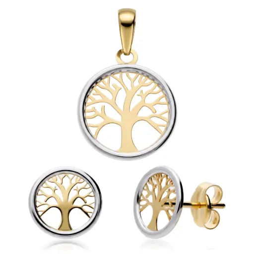[7081 P C] Conjunto Pendientes y Colgante Árbol de la Vida 